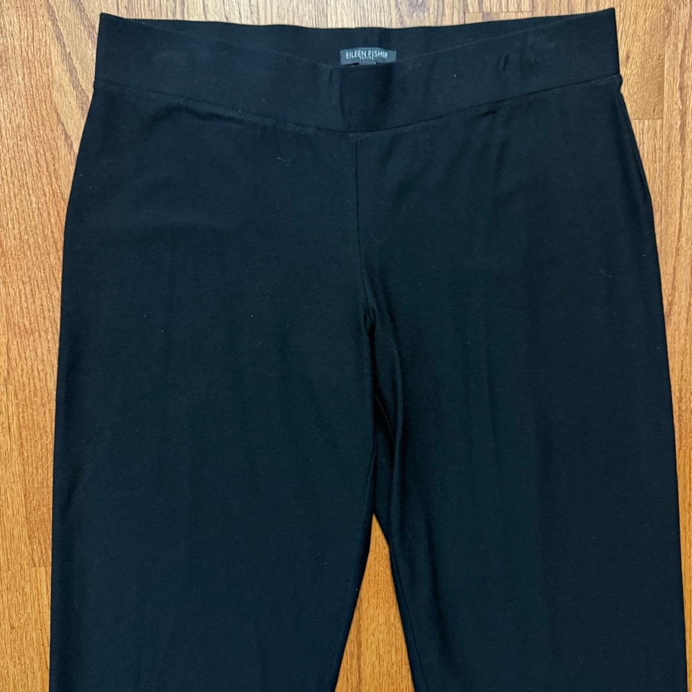Eileen Fisher Washable Stretch Crepe Straight Pants in Black size L P petite - Picture 4 of 13